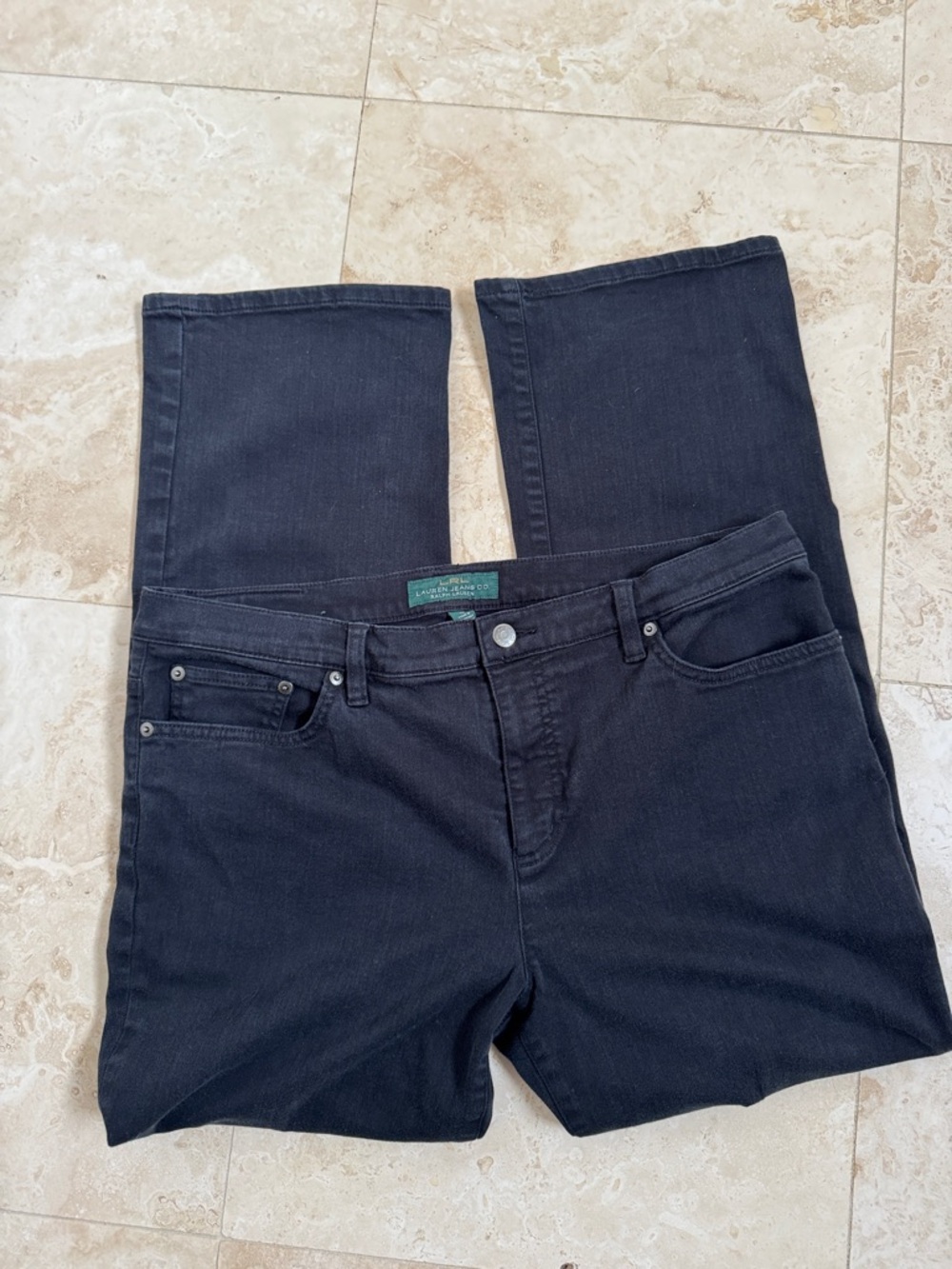 LRL Lauren Jeans Co. by Ralph Lauren Black Straight Stretch Jeans 16